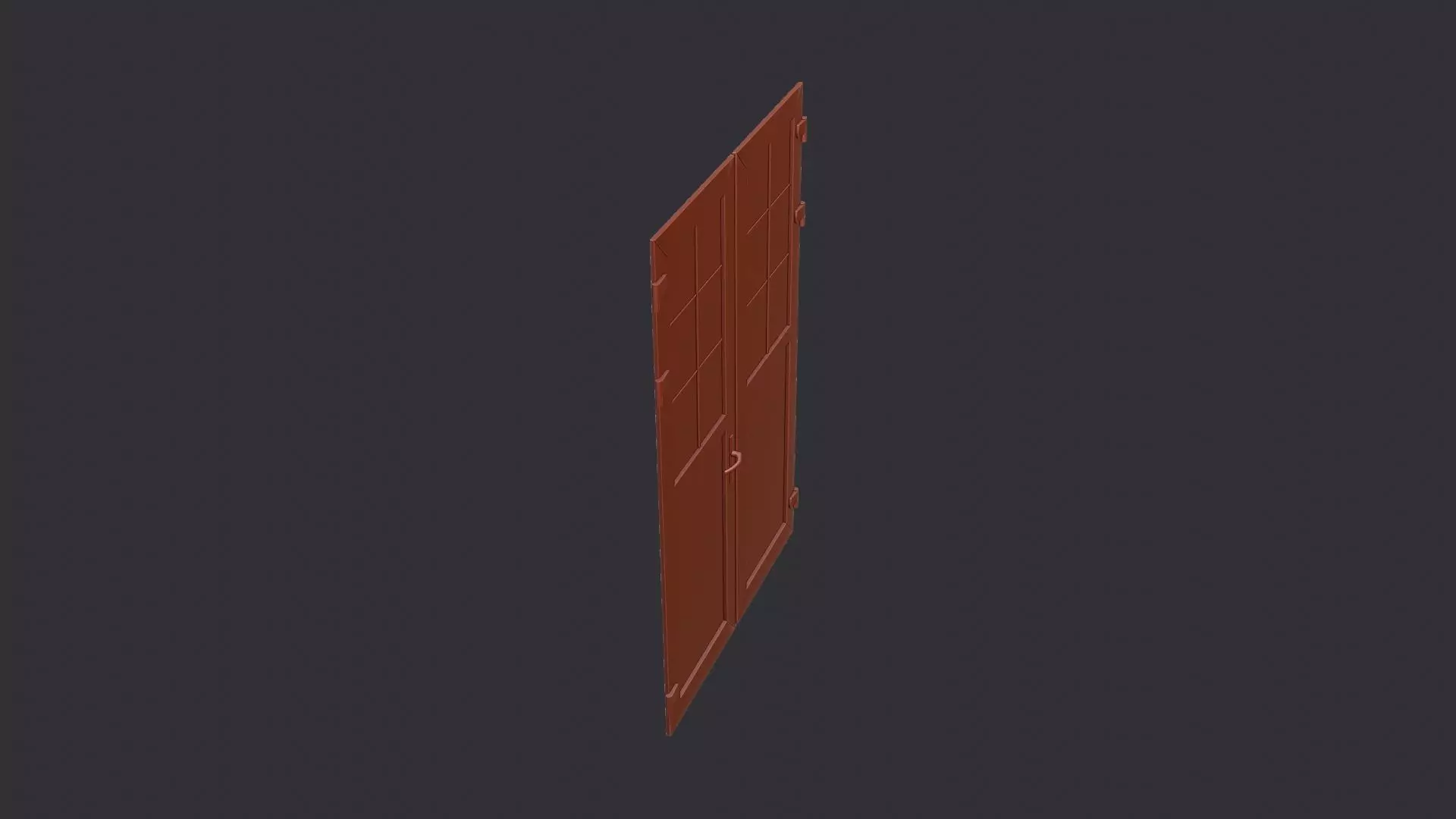 St Pete Double Wooden Door with Glass Low-poly 3D model_6