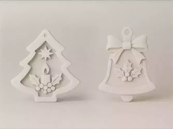 Christmas Ornament Combo Pack  Models Tree and Bell Decorations