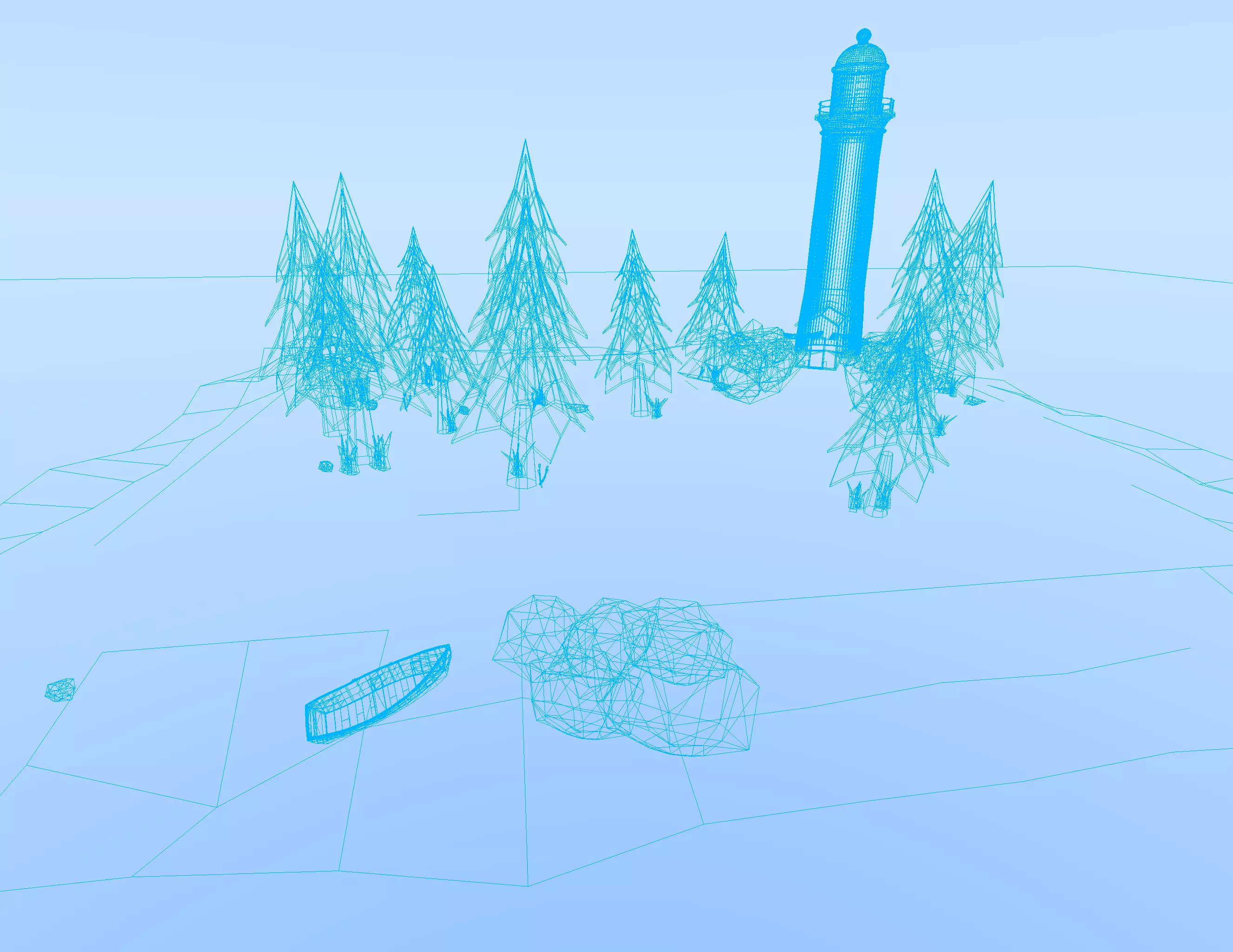 Low Poly Lighthouse Island with Boat Low-poly 3D model_5