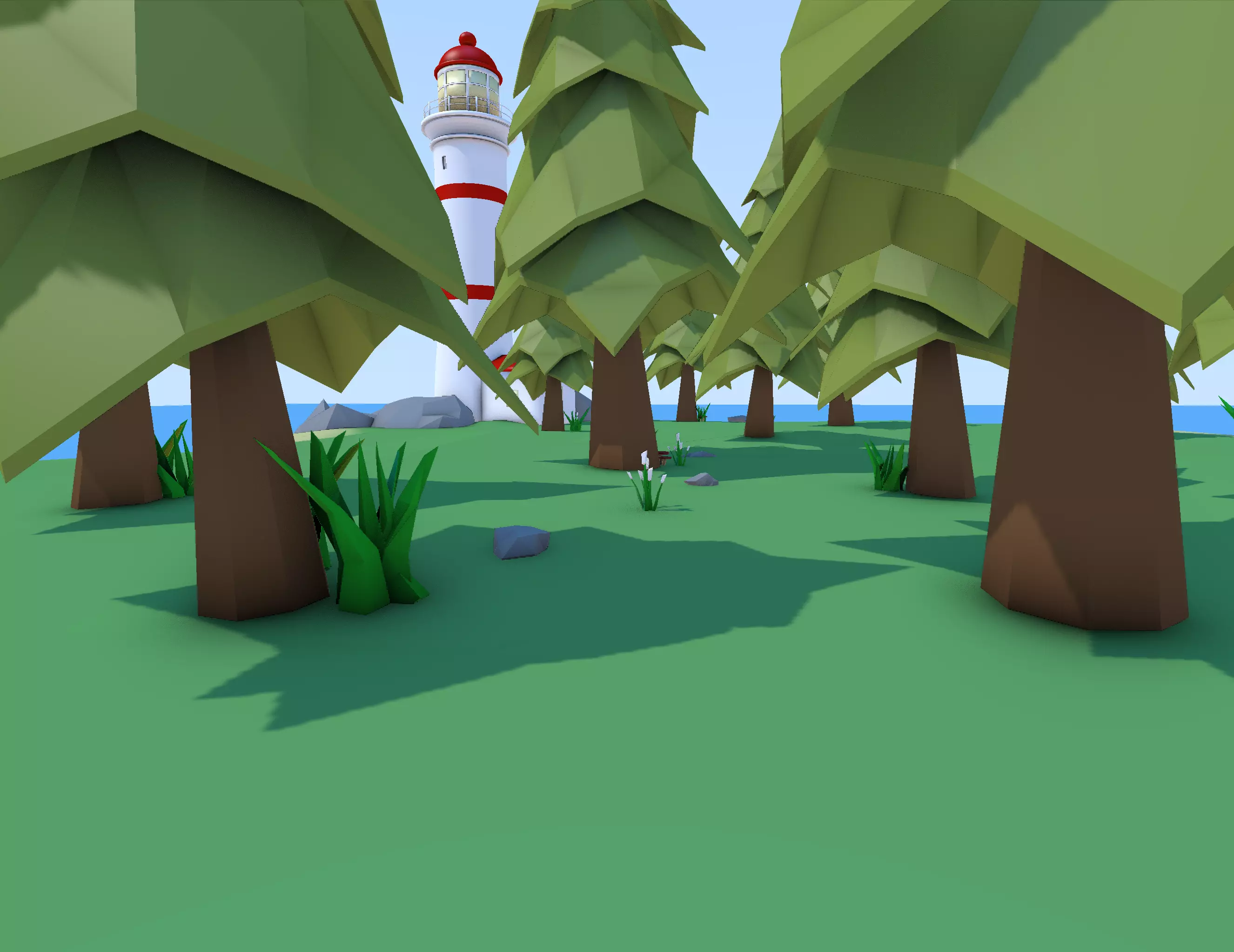 Low Poly Lighthouse Island with Boat Low-poly 3D model_3