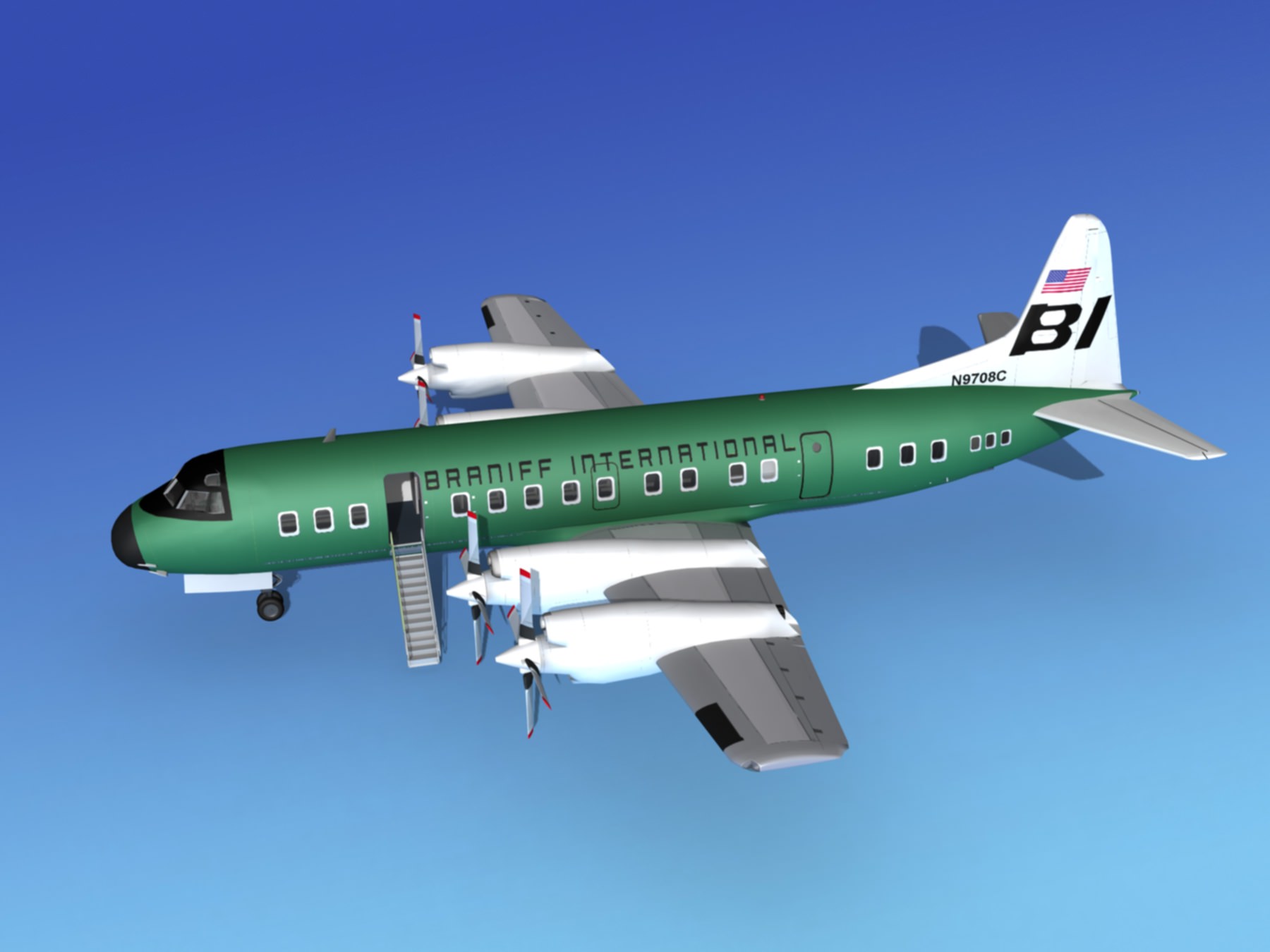 Lockheed L-188 Electra HP Braniff Intl 2 3D model_9