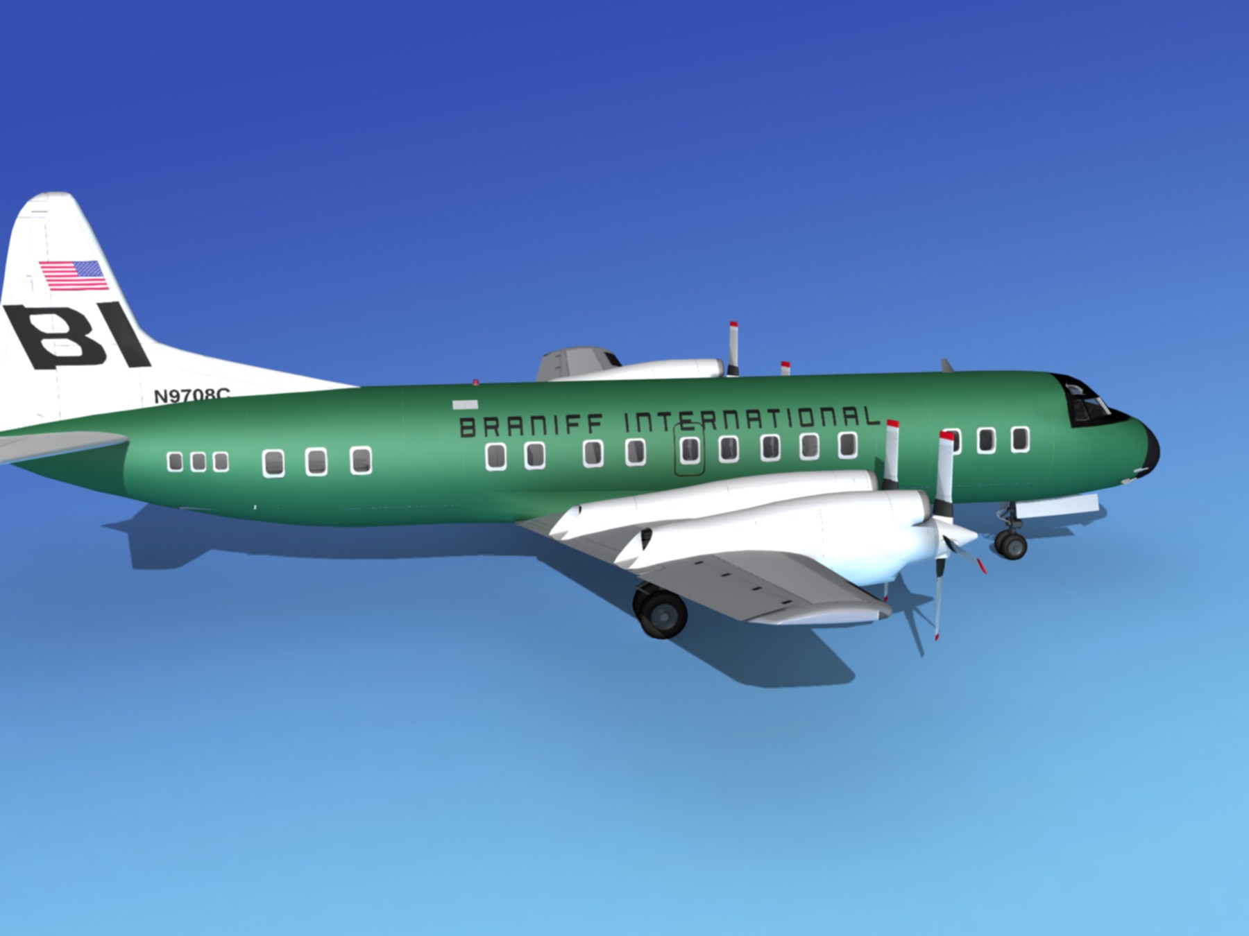 Lockheed L-188 Electra HP Braniff Intl 2 3D model_4