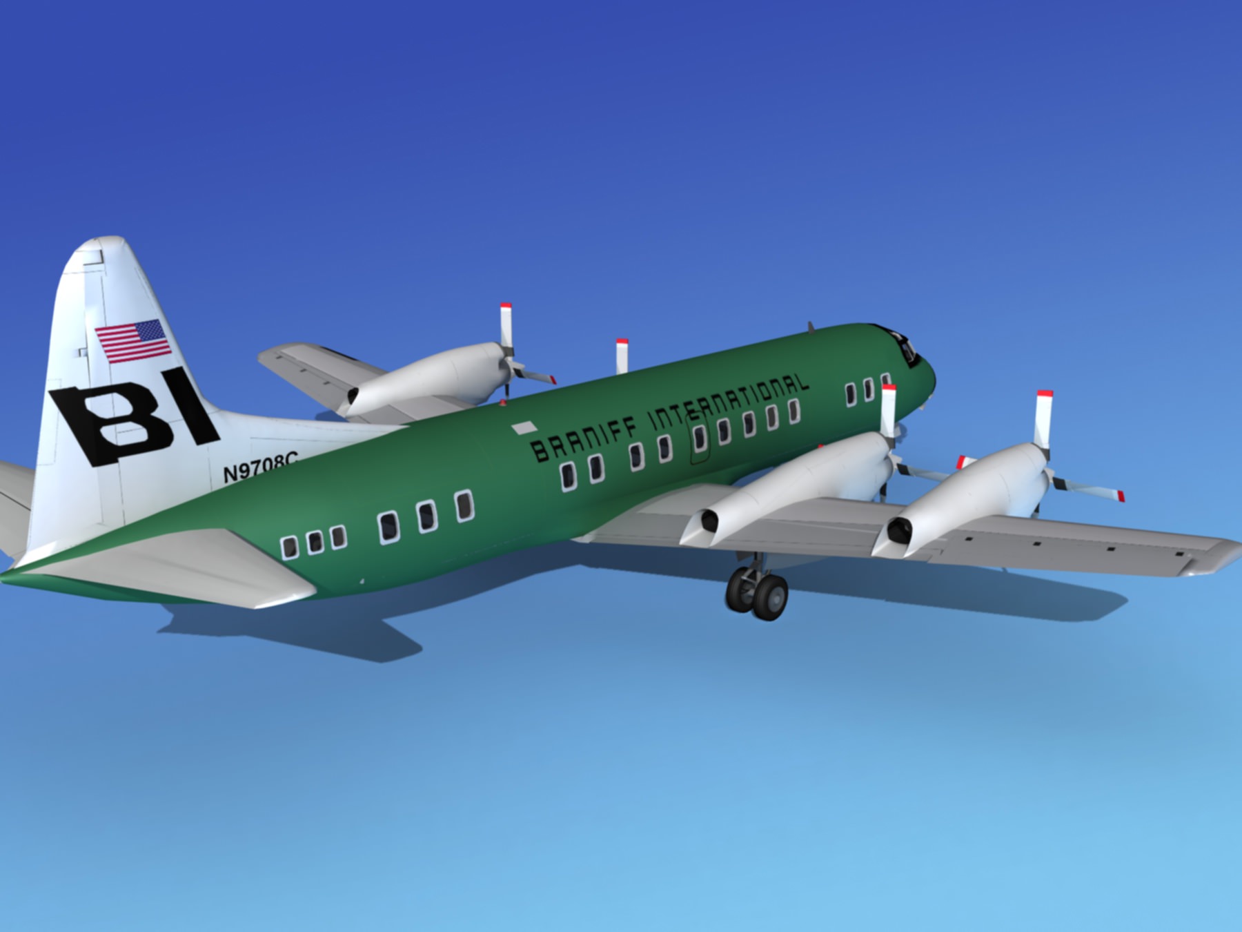 Lockheed L-188 Electra HP Braniff Intl 2 3D model_5