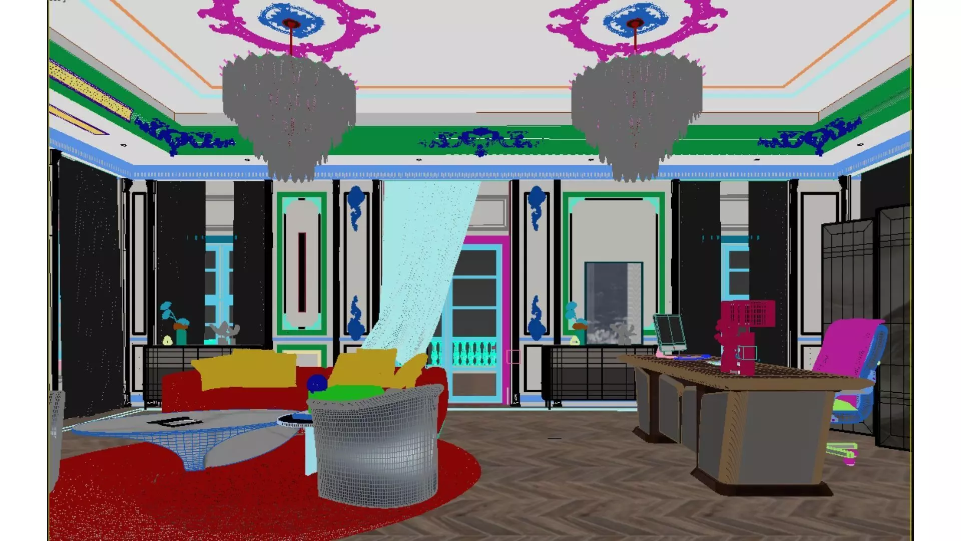 French-Style Light Luxury Office 3D model_5