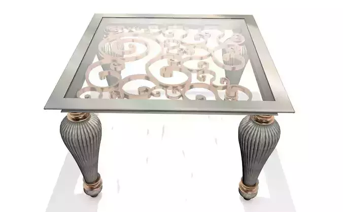 Table for livingroom with metal ornaments 