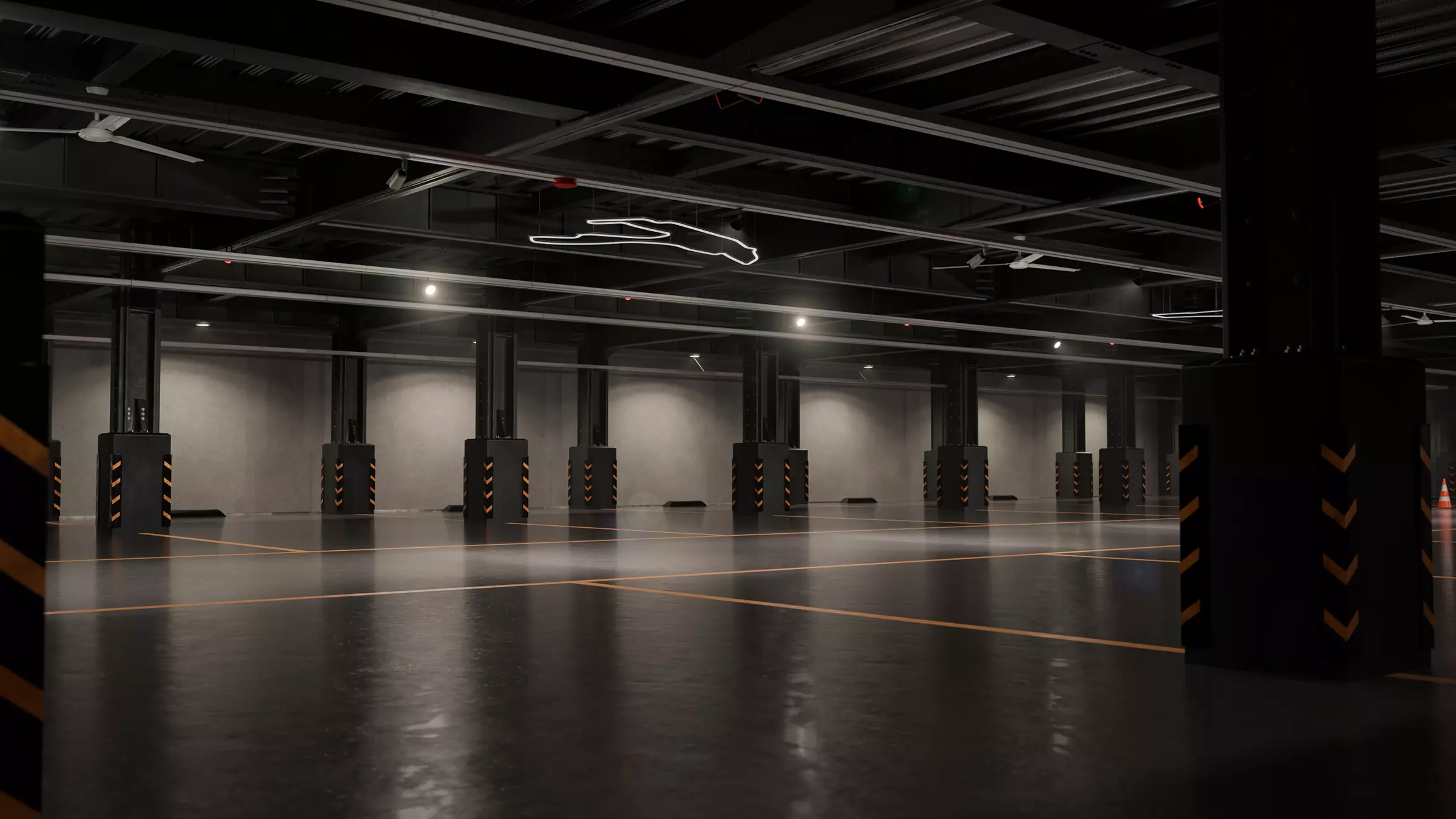 Modern Underground Parking Garage-Parking lot- 3D Model-Scene 3D model_6