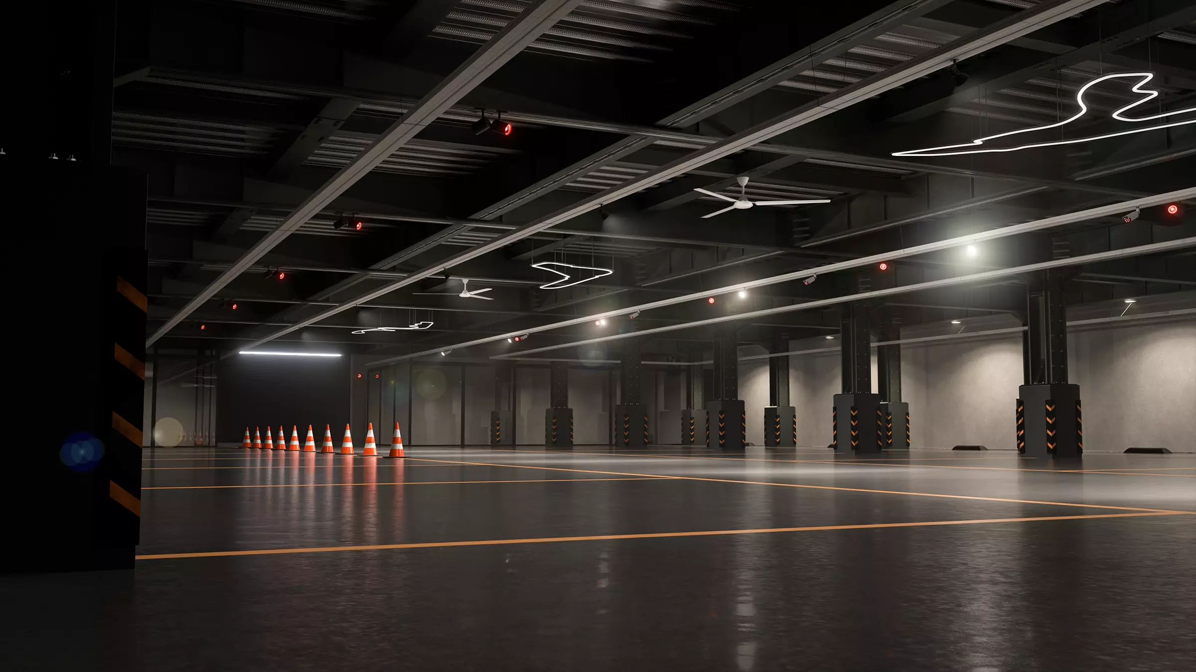 Modern Underground Parking Garage-Parking lot- 3D Model-Scene 3D model_3