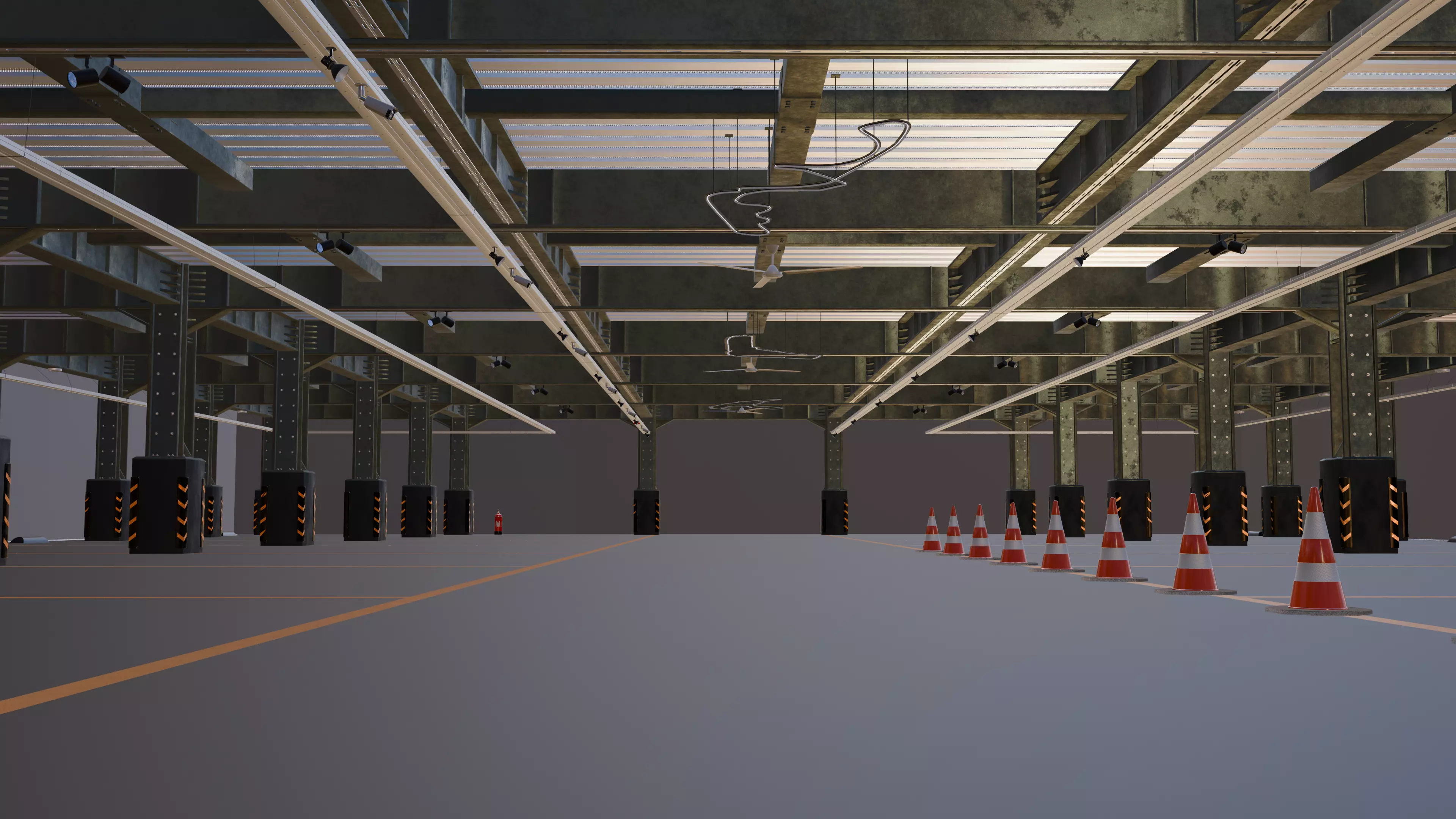 Modern Underground Parking Garage-Parking lot- 3D Model-Scene 3D model_32