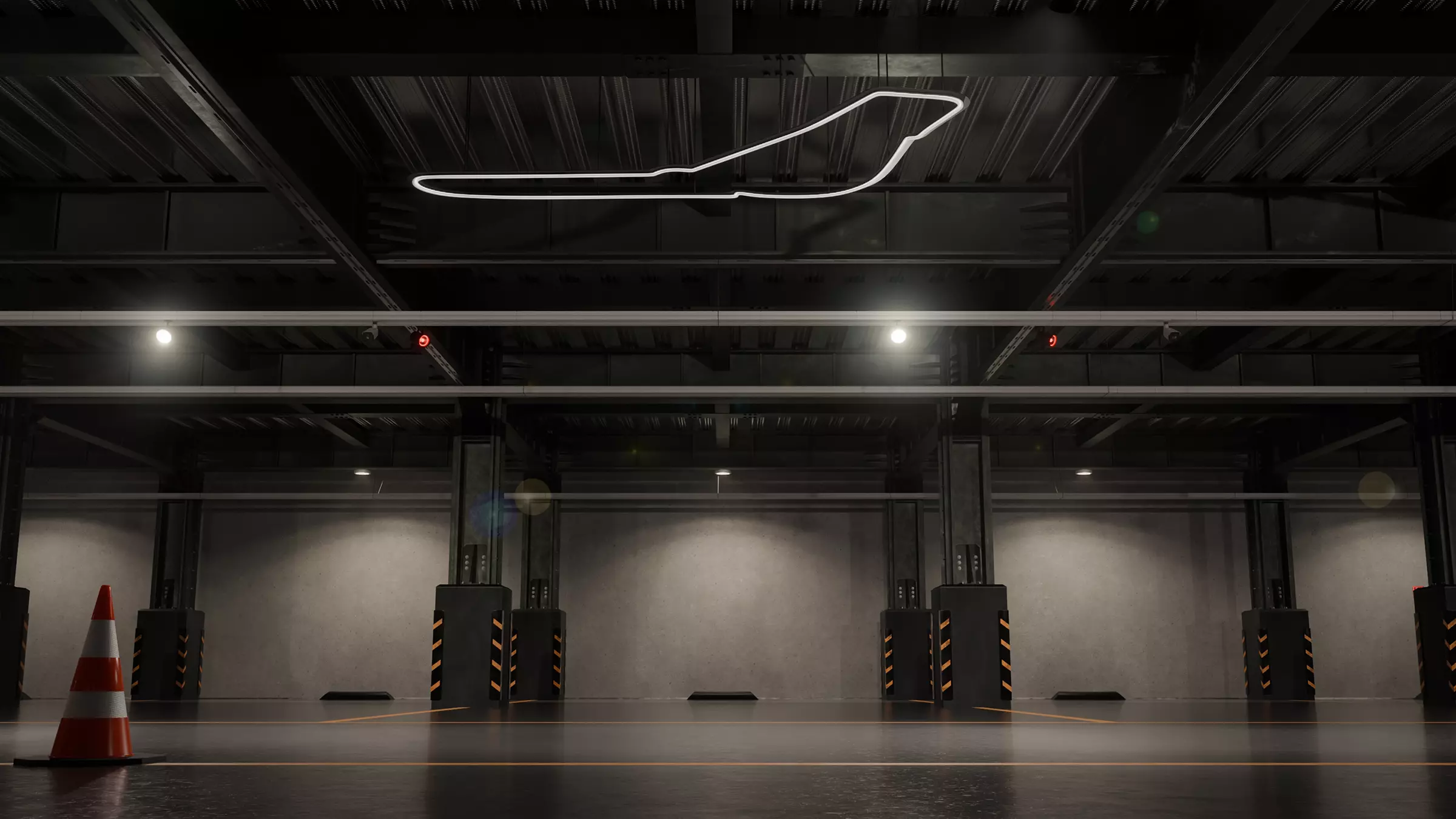 Modern Underground Parking Garage-Parking lot- 3D Model-Scene 3D model_8