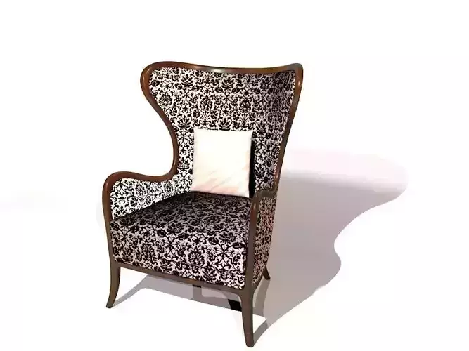 calssic armchair with wooden elements  3D model