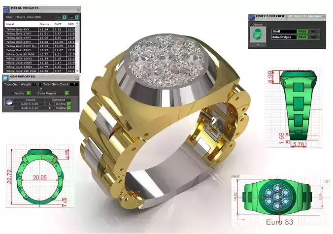 Men jewelry luxury STL 3DM rolex design model ror0065 3D print model