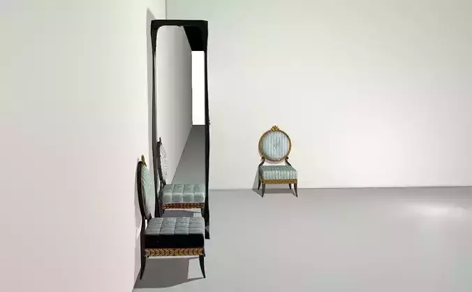 wooden wardrobe with mirror wals  3D model