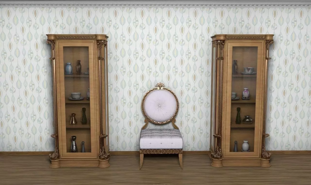 wooden Storage with glass doors 3D model
