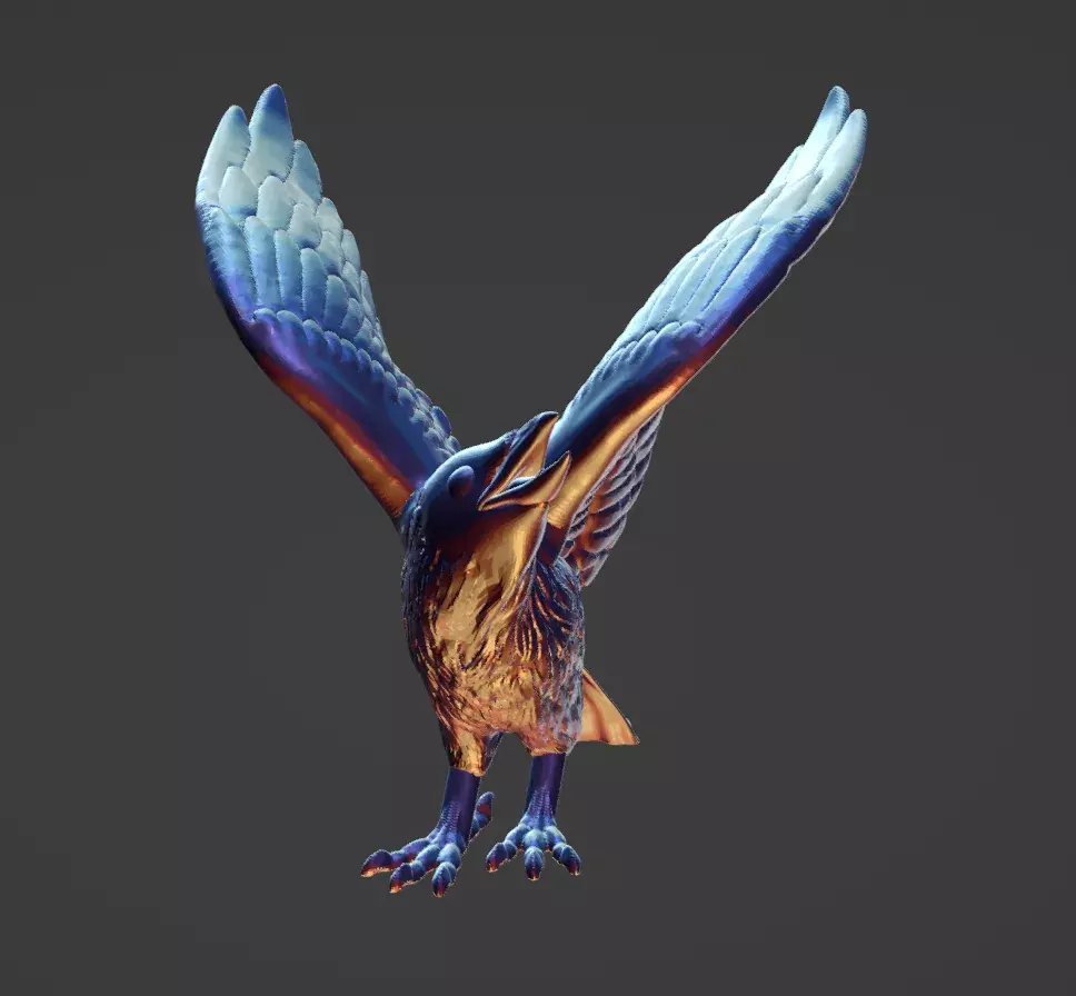 Raven in Flight  Detailed Bird Sculpture  3D print model_2