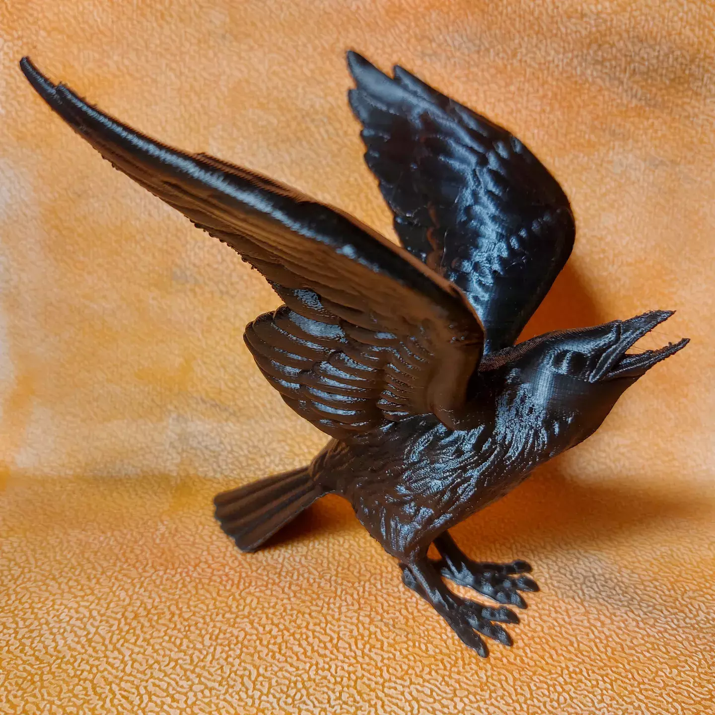 Raven in Flight  Detailed Bird Sculpture  3D print model_0
