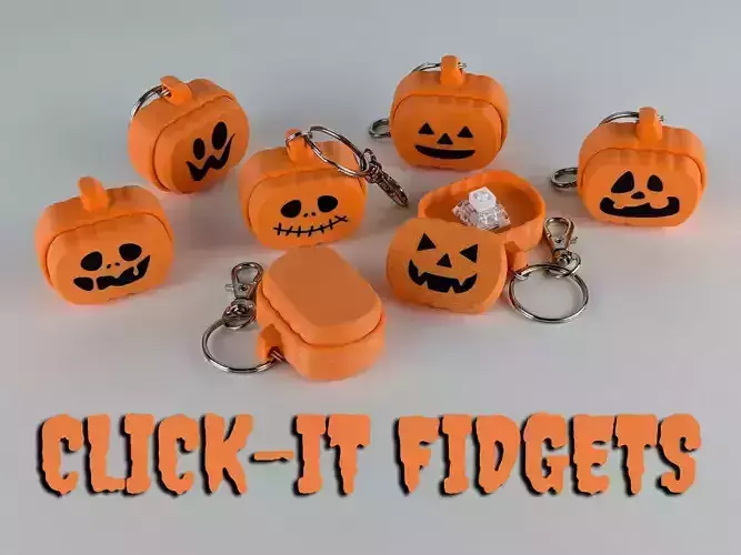 Pumpkin Click It Fidget Keychain 3D print model Pumpkin Click It Fidget Keychain 3D print model