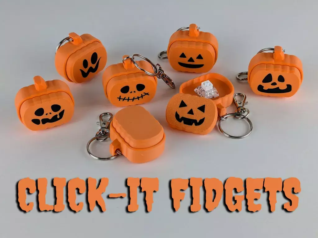 Pumpkin Click It Fidget Keychain 3D print model_0