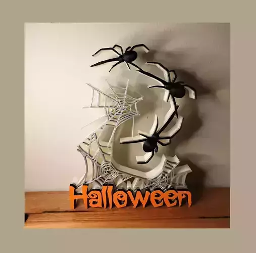 Spider Web Halloween Sign 3D print model