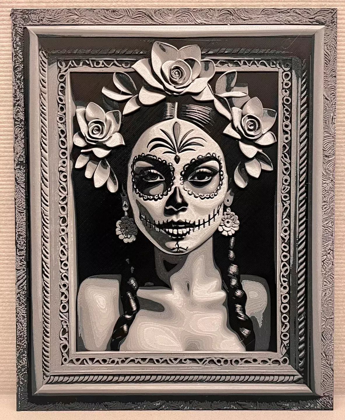 Day of the Dead Bas Relief Wall Art  3D print model_0