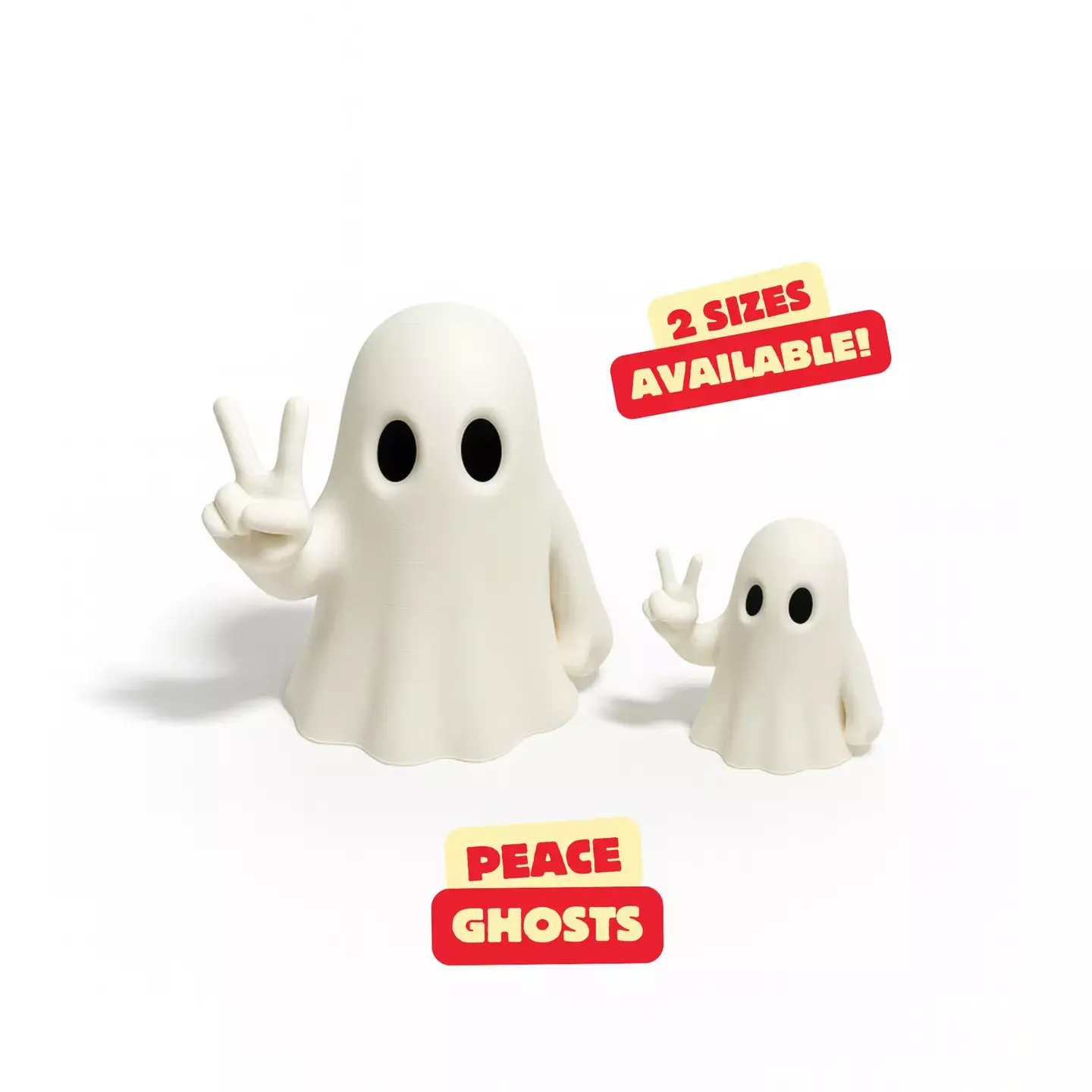 Peace Sign Ghost Figurine 3D print model_1