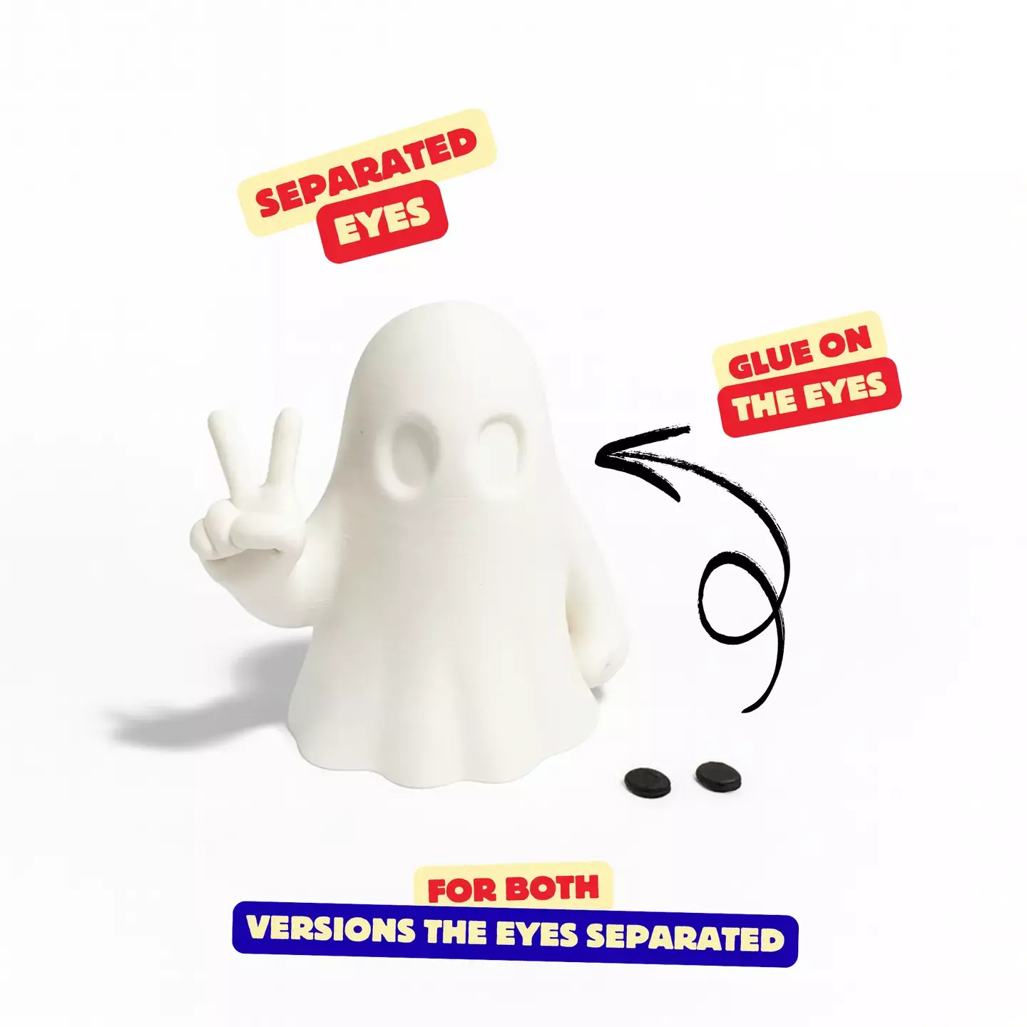 Peace Sign Ghost Figurine 3D print model_2