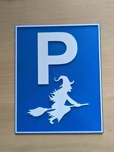 Witch Broom Parking Sign 3D print model
