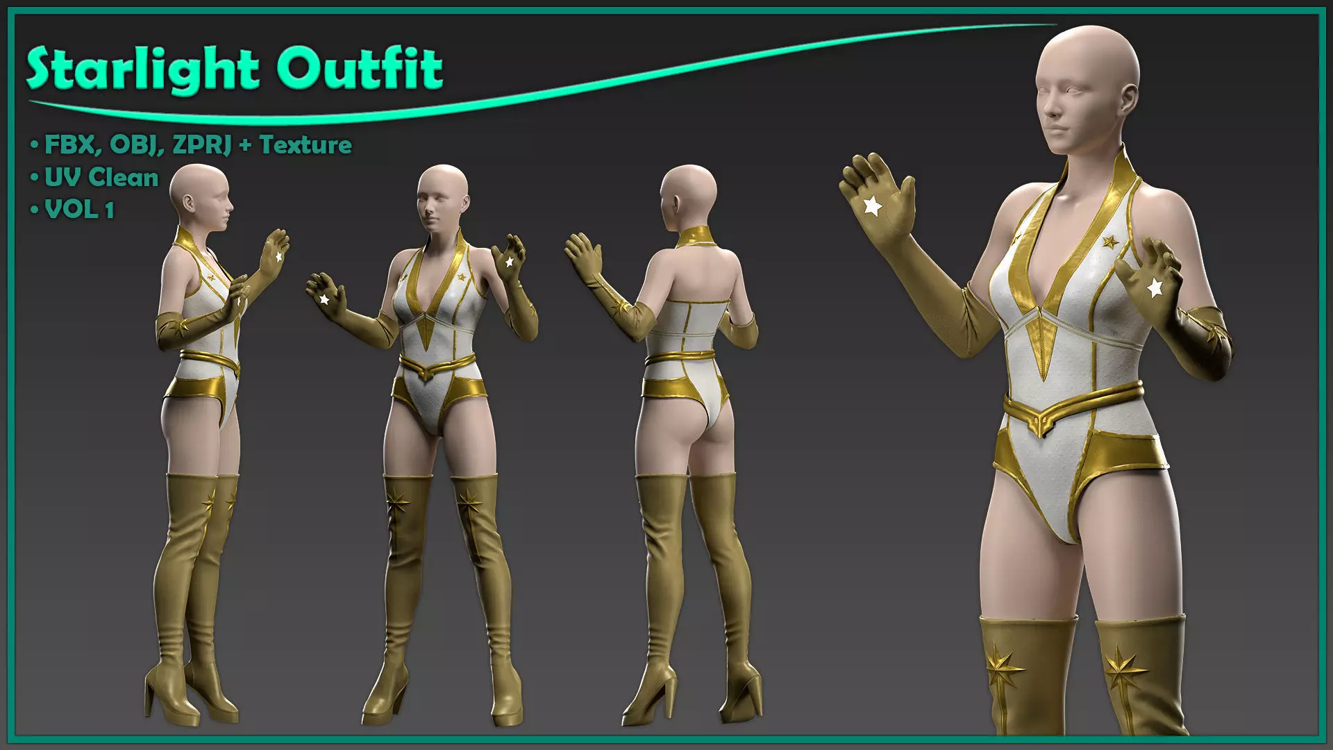 Starlight superhero outfit with texture 3D model