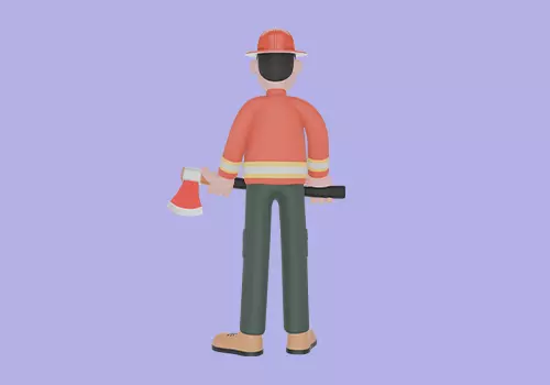 Stylized 3D Firefighter with Axe - Cartoon Male Hero Model 3D model_4
