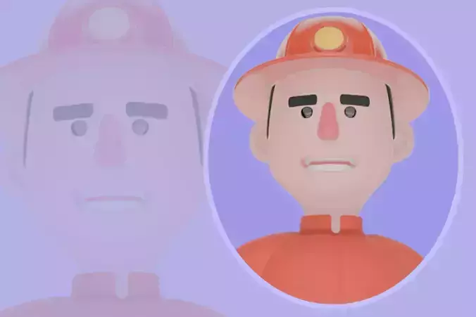 Stylized 3D Firefighter with Axe - Cartoon Male Hero Model