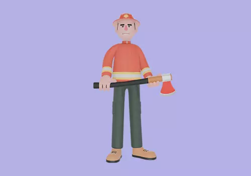 Stylized 3D Firefighter with Axe - Cartoon Male Hero Model 3D model_2