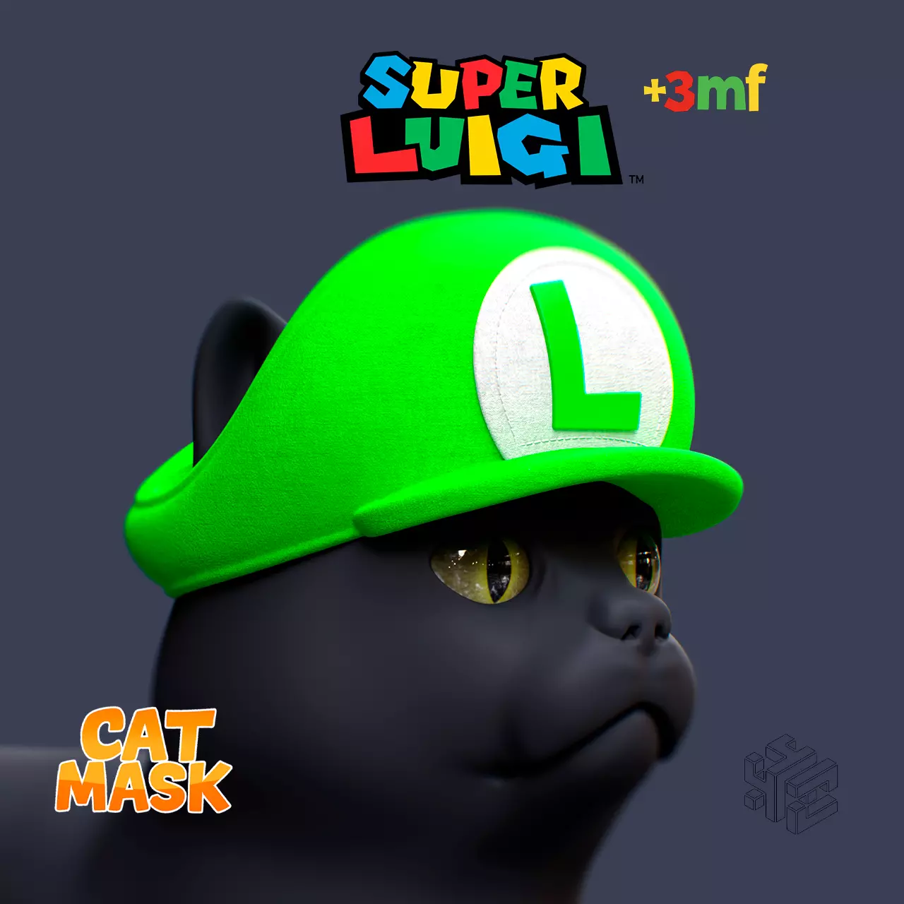 Luigi Hat for Cats 3D Printable Cosplay Accessory 3D print model_0