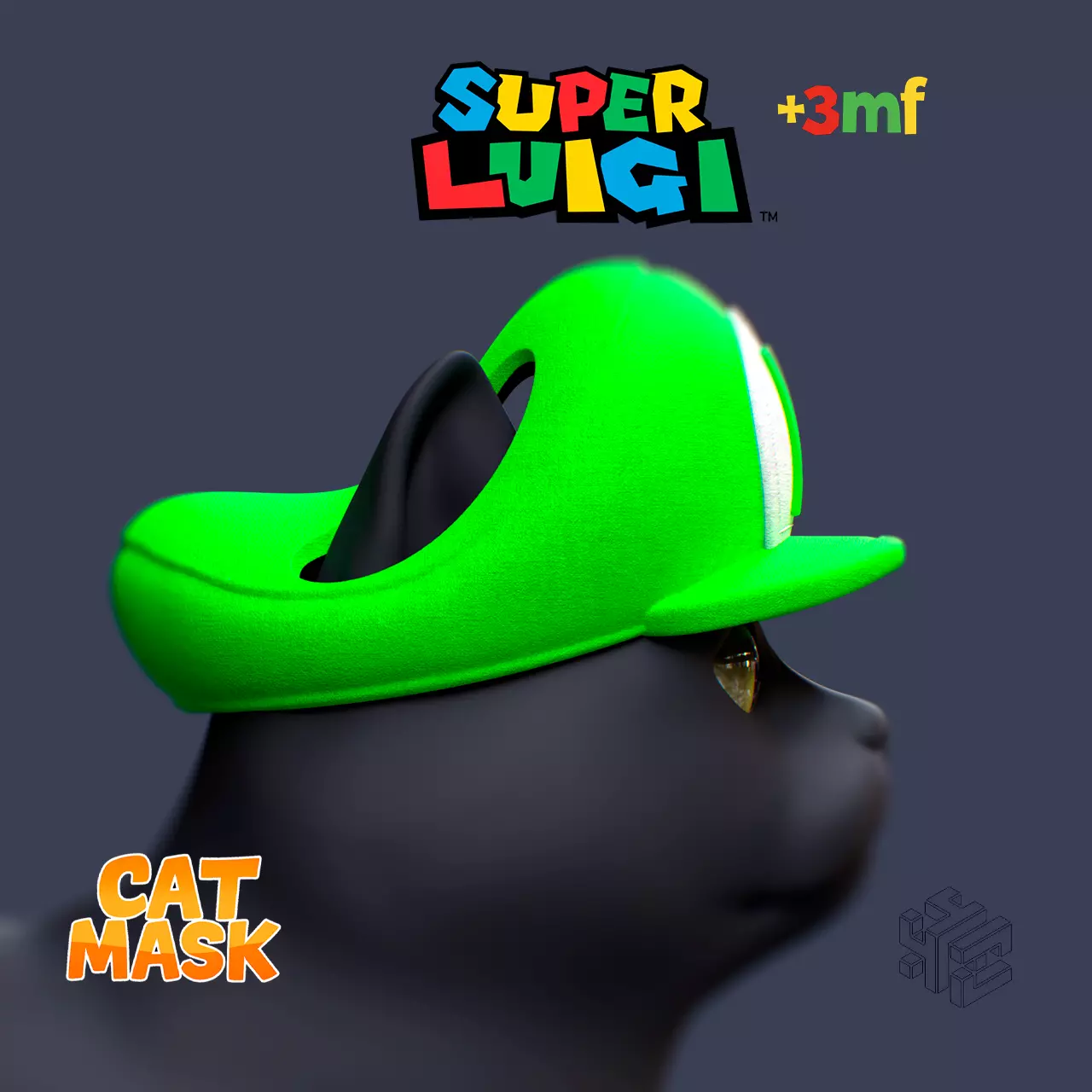 Luigi Hat for Cats 3D Printable Cosplay Accessory 3D print model_2