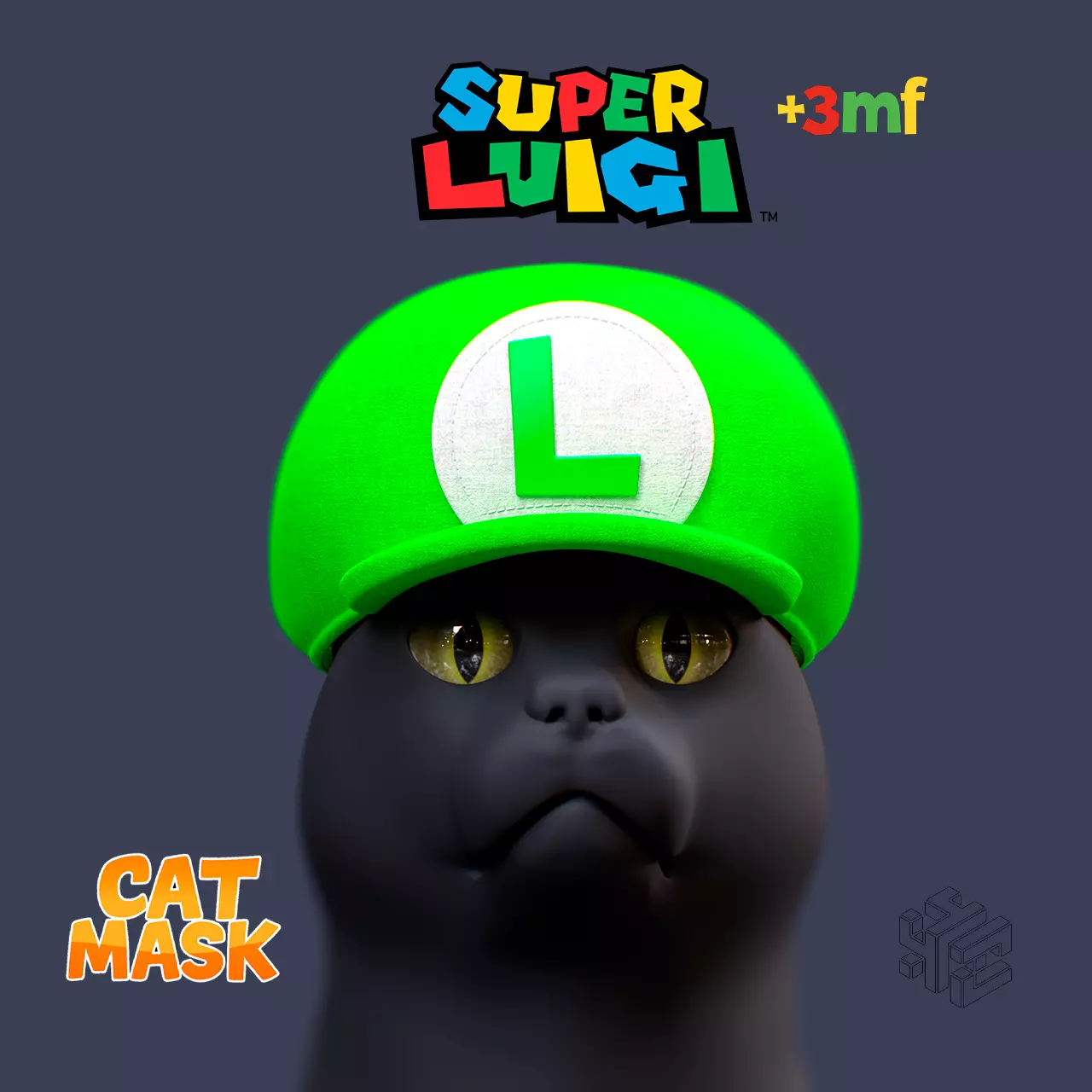 Luigi Hat for Cats 3D Printable Cosplay Accessory 3D print model_1