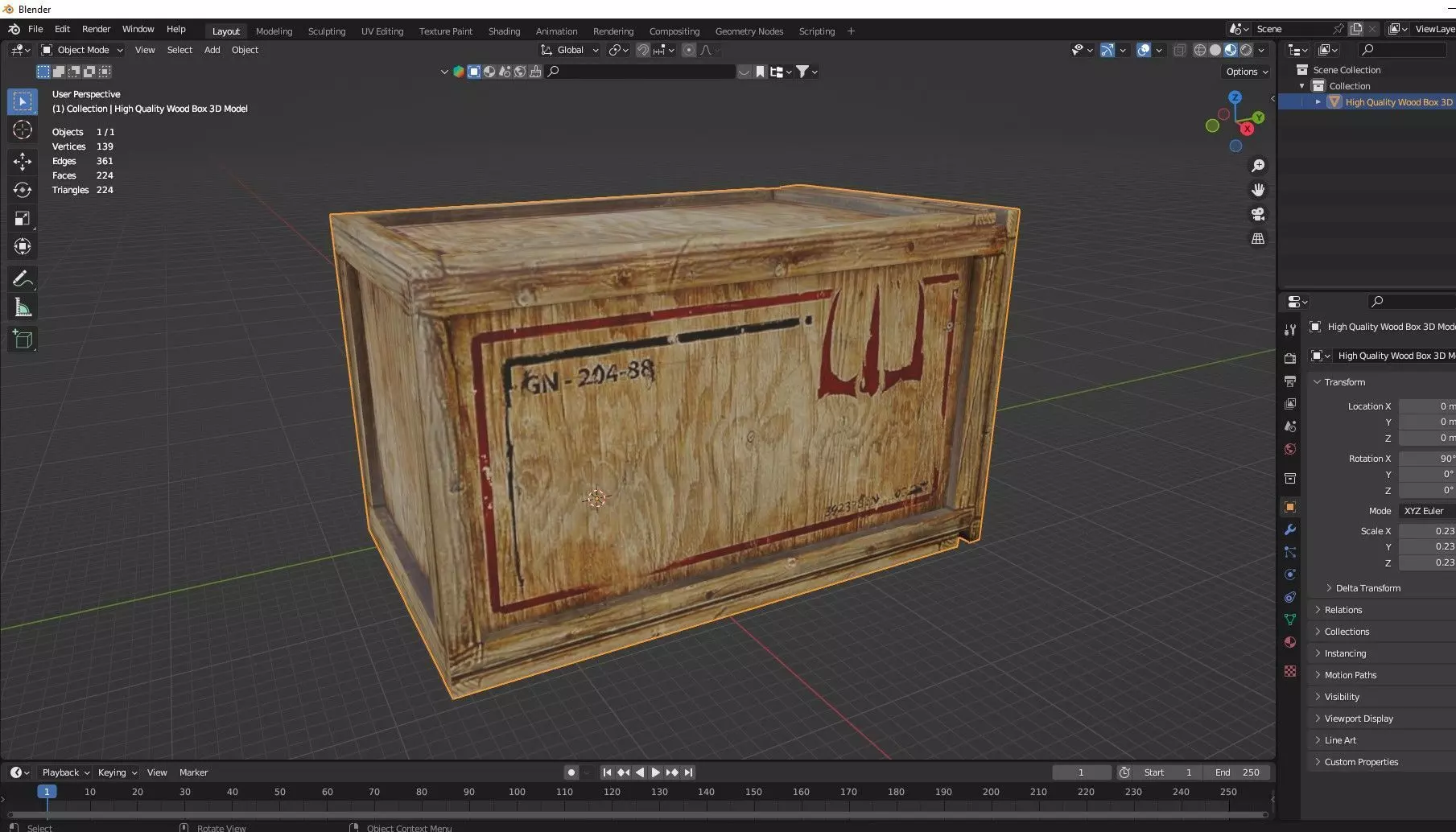 High Quality Wood Box 3D Model Low-poly 3D model_6