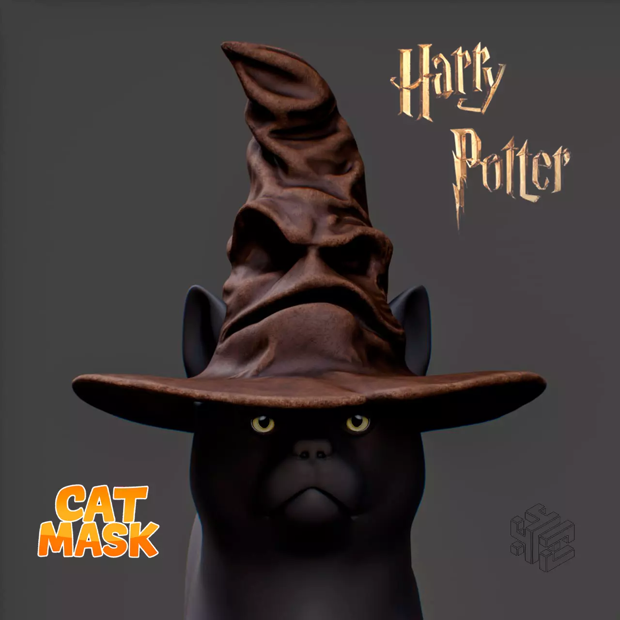Harry Potter Sorting Hat Cat Mask 3D Printable STL for Cosplay 3D print model_0