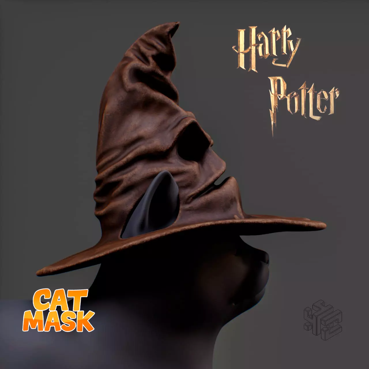 Harry Potter Sorting Hat Cat Mask 3D Printable STL for Cosplay 3D print model_2