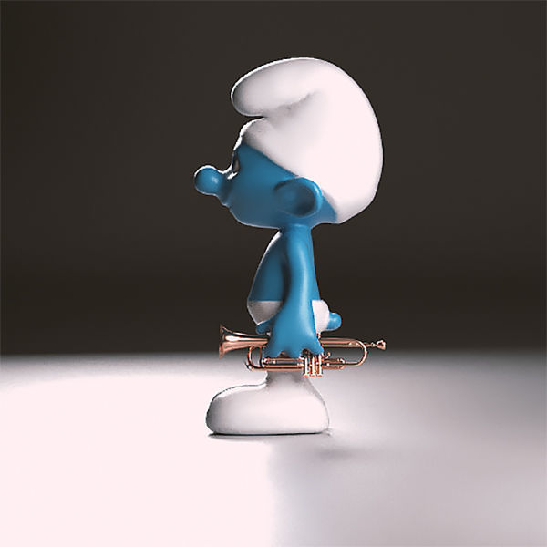 Harmony smurf holding trumpet 3D print model_2