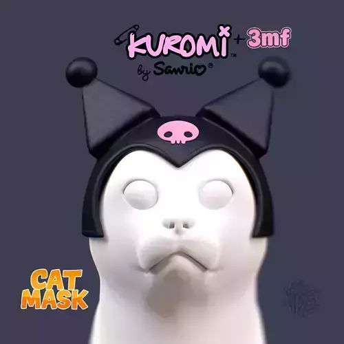Kuromi Cat Hat  3D Printable Cosplay Accessory for Cats  3D print model Kuromi Cat Hat  3D Printable Cosplay Accessory for Cats  3D print model