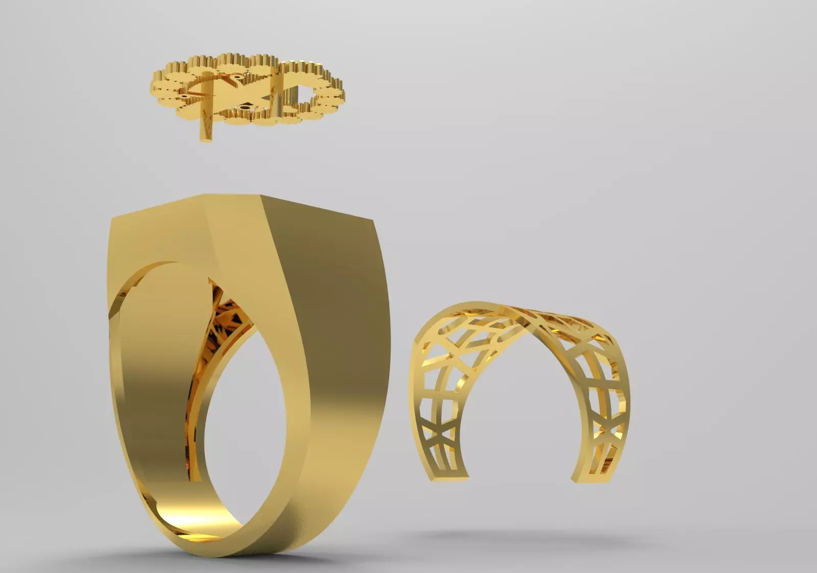 Square Signet Ring with Crowned Eagle Motif mr0302 3D print model_16