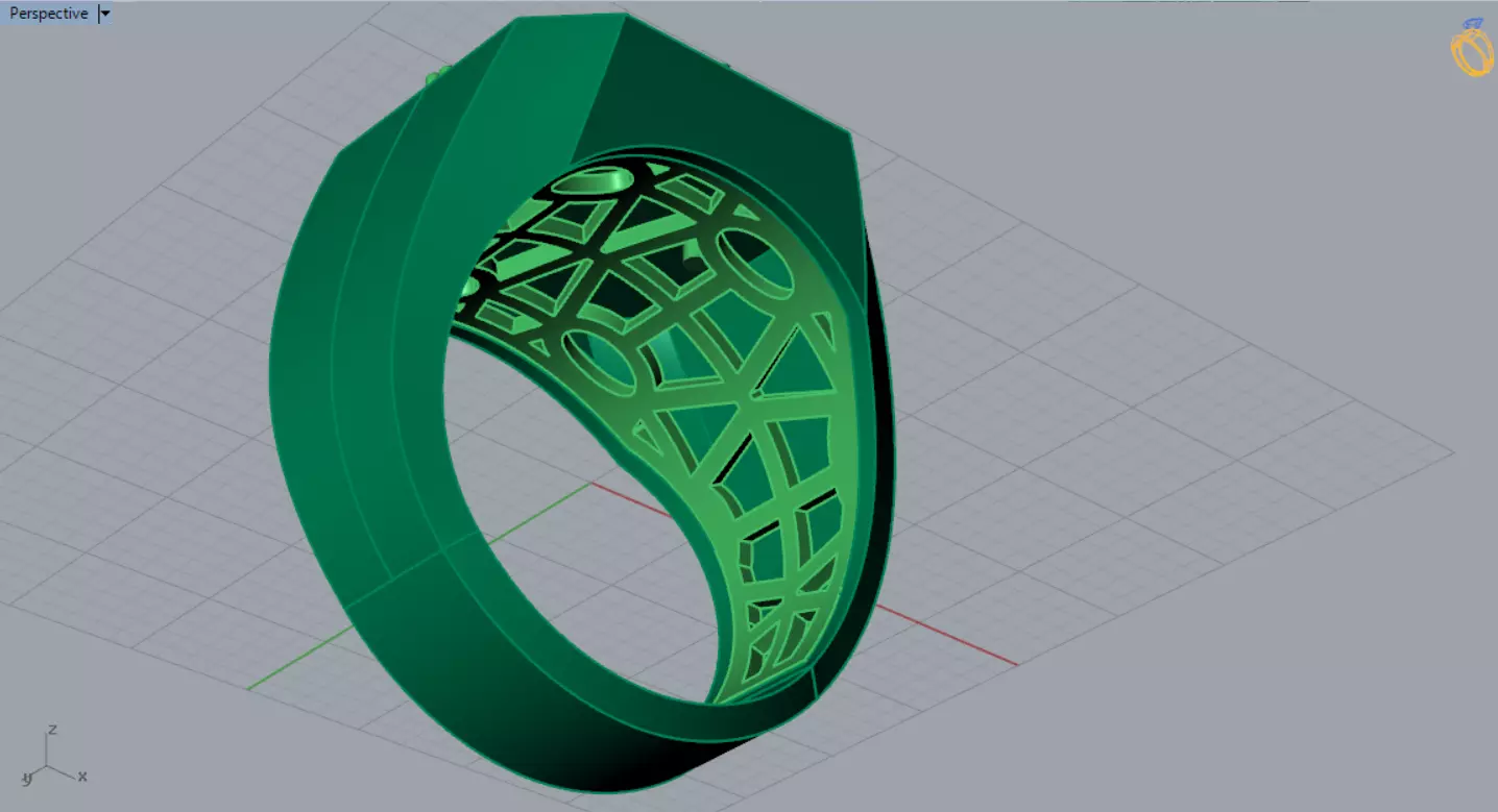 Square Signet Ring with Crowned Eagle Motif mr0302 3D print model_9