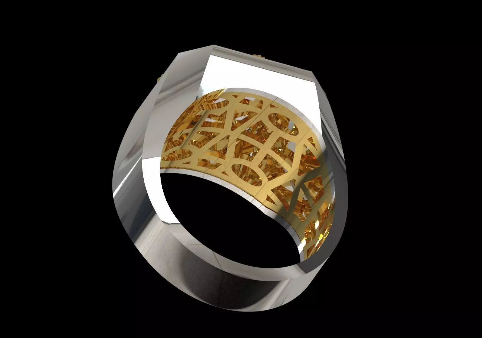 Square Signet Ring with Crowned Eagle Motif mr0302 3D print model_10