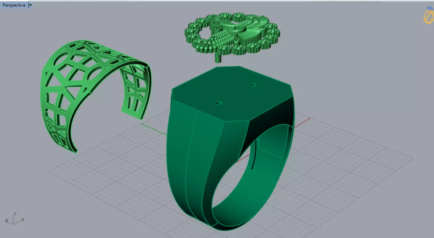 Square Signet Ring with Crowned Eagle Motif mr0302 3D print model_6