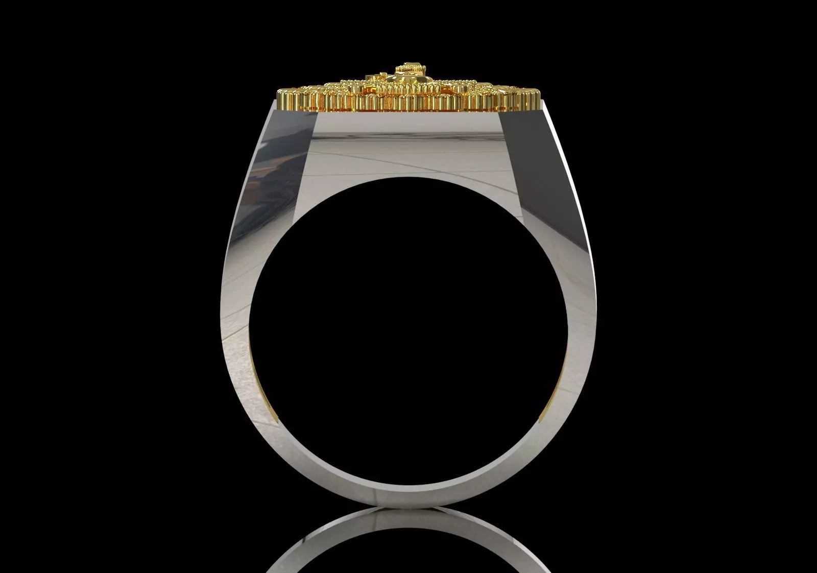 Square Signet Ring with Crowned Eagle Motif mr0302 3D print model_2