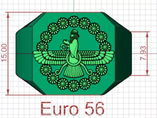 Square Signet Ring with Crowned Eagle Motif mr0302 3D print model_21