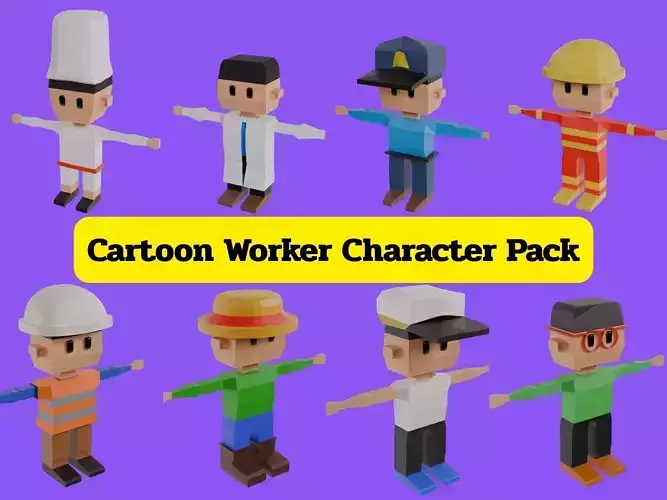 Cartoon career Character Pack of 3D model Low-poly 3D model