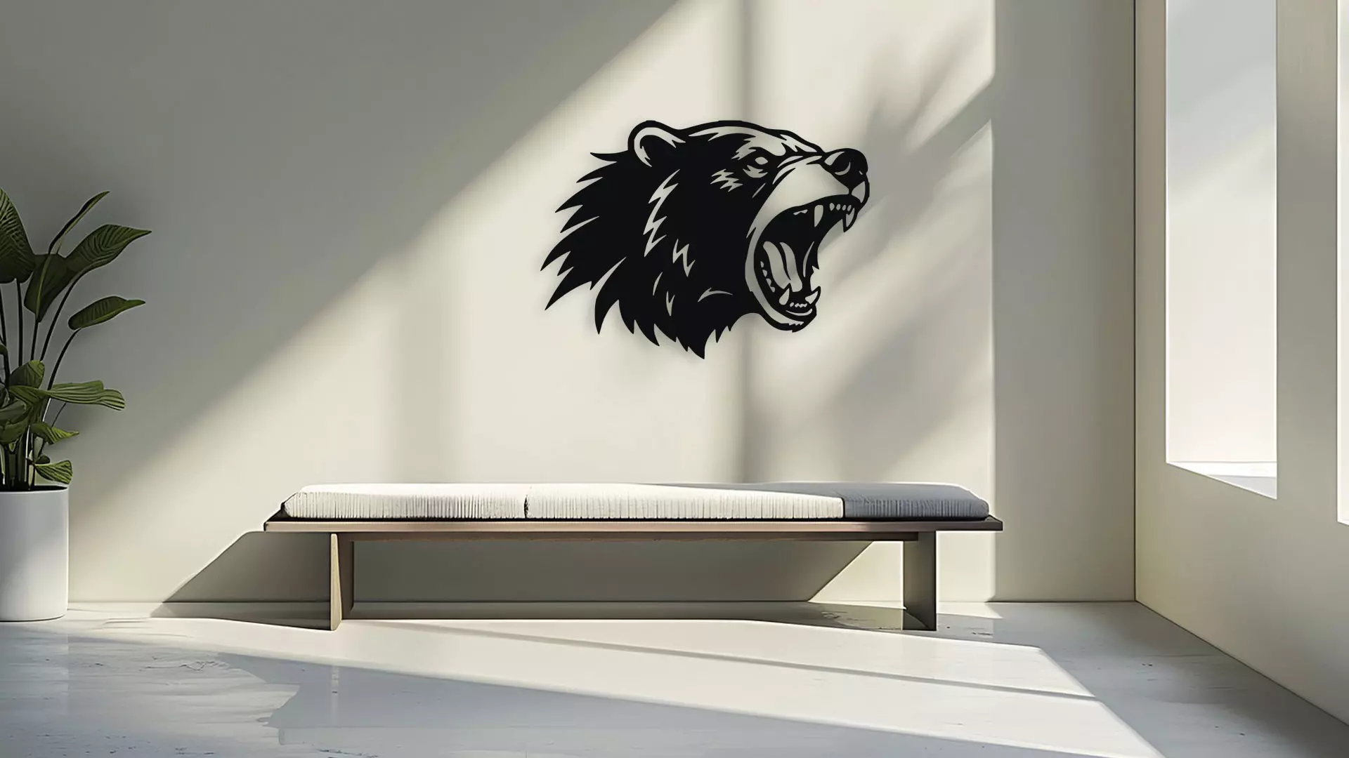Roaring Bear Head Wall Decor 3D model_3