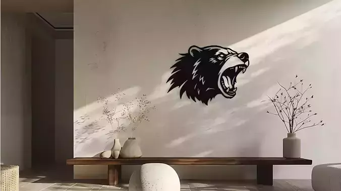 Roaring Bear Head Wall Decor