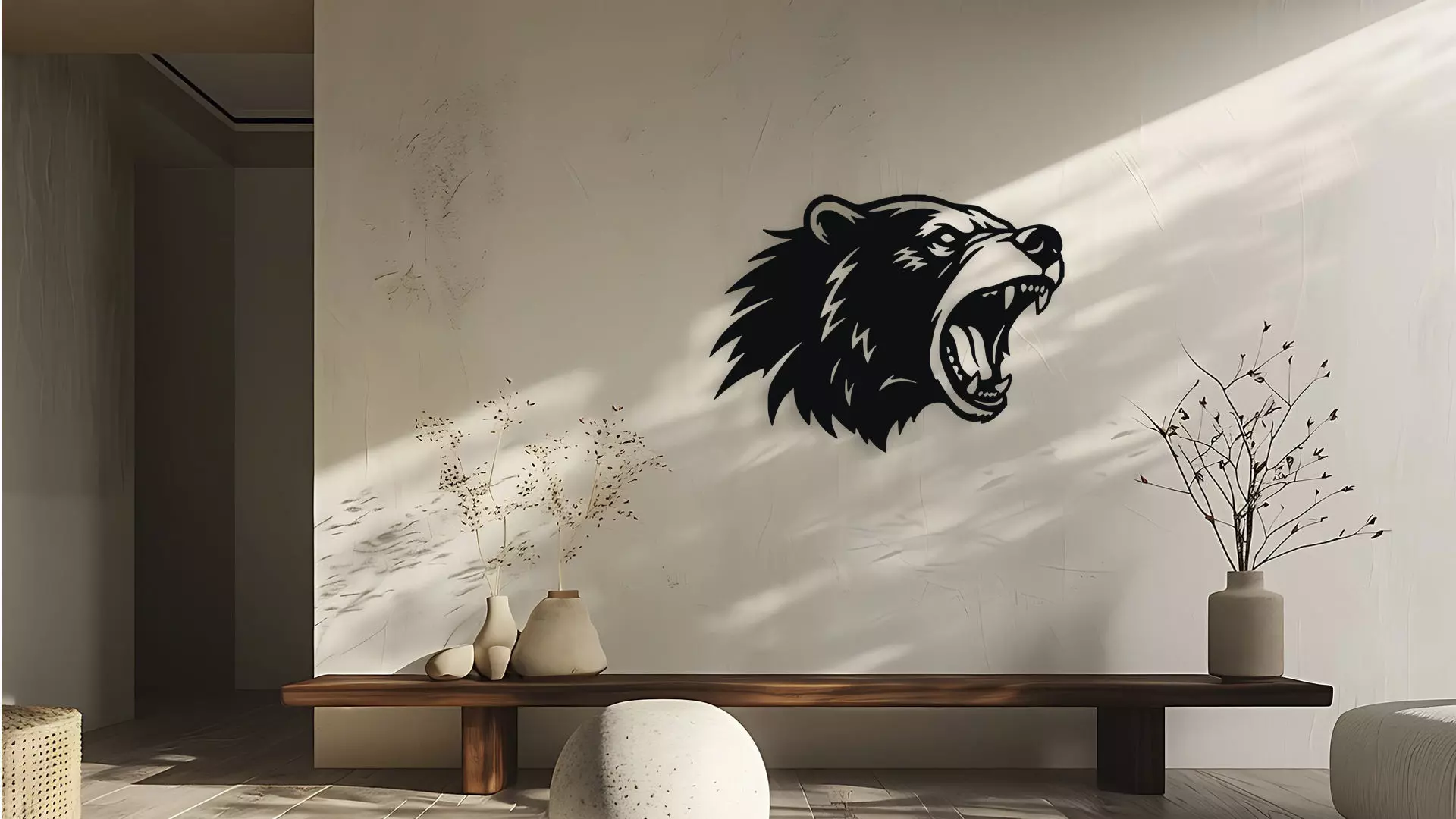Roaring Bear Head Wall Decor 3D model_0
