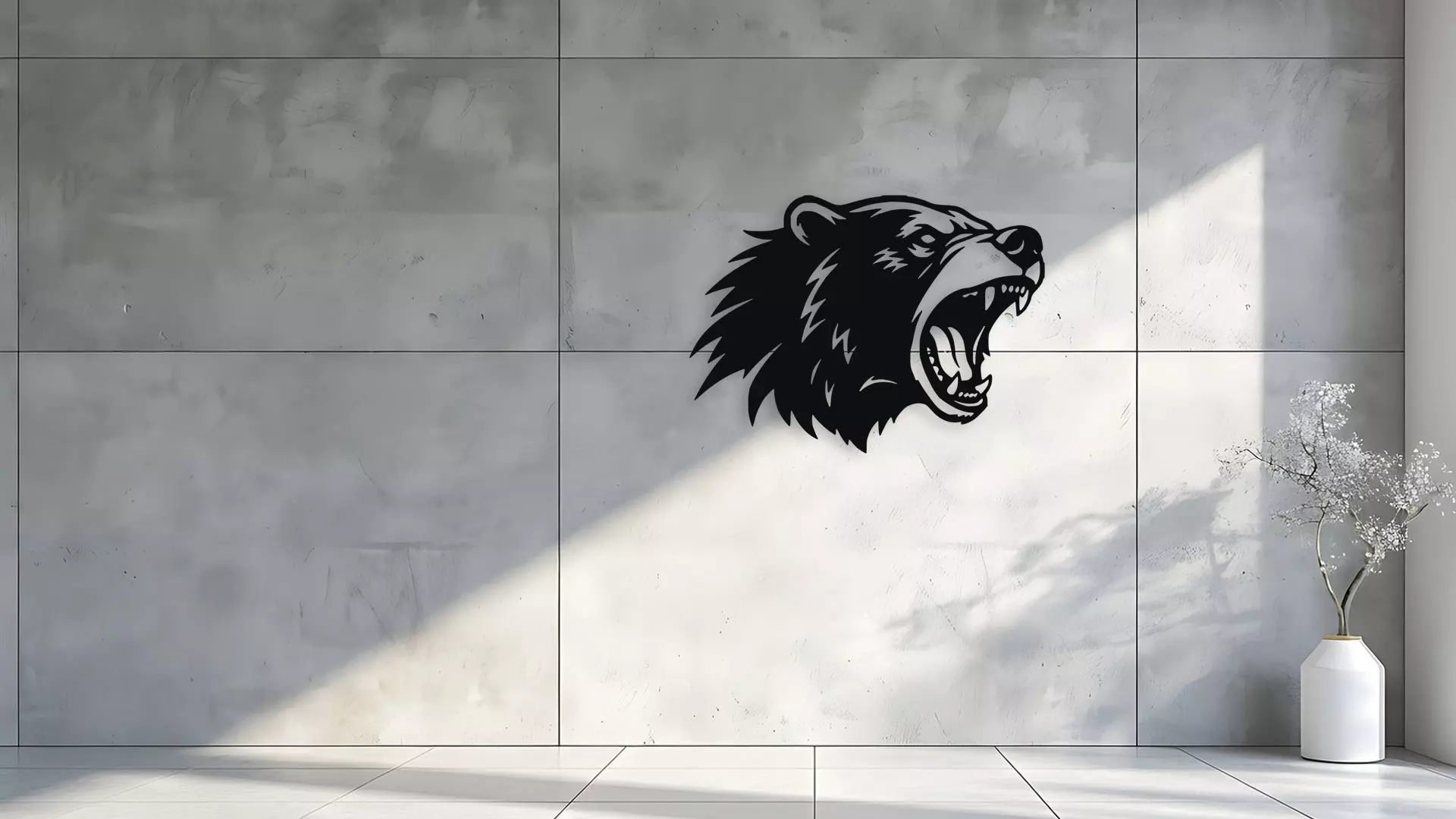 Roaring Bear Head Wall Decor 3D model_1