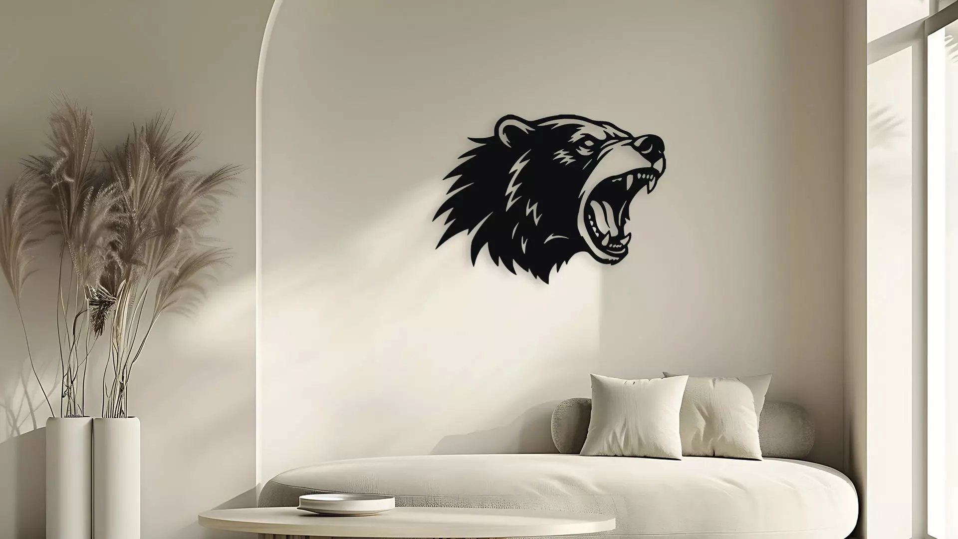 Roaring Bear Head Wall Decor 3D model_5